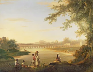 Marmalongbron, med en Sepoy och infödda i förgrunden, c.1783