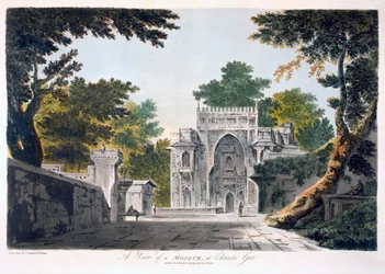 Utsikt över en moské i Chunar Gur, 1786 (akvatint)
