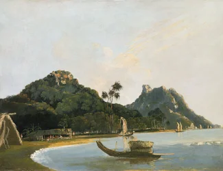 Vy över del av Owharre [Fare] hamn, ön Huahine