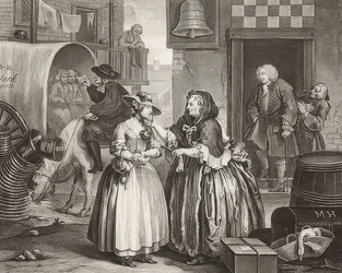 En sköka?S Framsteg / En horas väg, blad 1: Ankomst till London. 1732