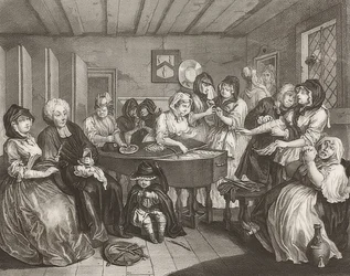 En sköka?S Framsteg / Horans väg. Blad 6: Begravningen. 1732