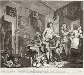 A Rake?S Progress, Plate 1: The Rake som tar sin egendom i besittning / Der Weg eines Liederlichen, Blatt 1: Die Erbschaft. 1735