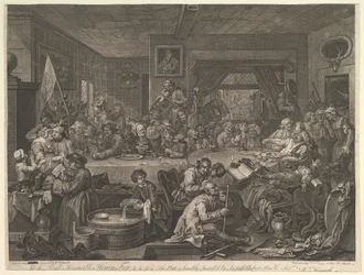 An Election Entertainment, Plate I: Four Prints of an Election, 24 februari 1755.