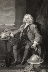 Kapten Thomas Coram, graverad av Benjamin Holl, från 