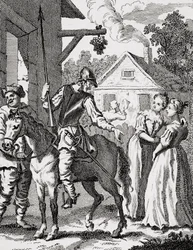 Don Quijote och Sancho Panza på ett värdshus, publicerad 1798
