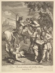 Don Quixote släpper Galley Slaves Six Illustrations för Don Quixote, 1756 eller senare.