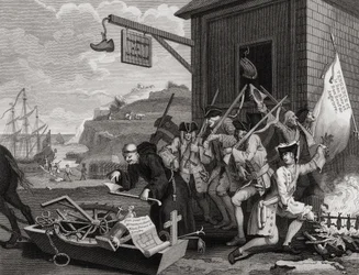 Frankrike, graverad av C. Armstrong, från "The Works of Hogarth", publicerad 1833