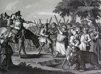 Frontispice till Samuel Butlers "Hudibras"
