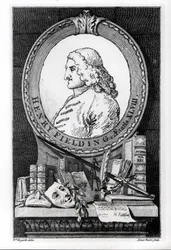 Henry Fielding (1707-54) vid fyrtioåtta års ålder, graverad av James Basire