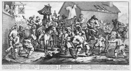 Hudibras Encounters the Skimmington, från "Hudibras", av Samuel Butler, 1726
