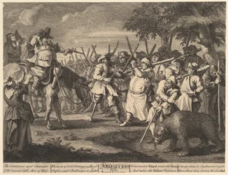 Hudibras första äventyr tolv stora illustrationer för Samuel Butlers Hudi..., februari 1725-26.