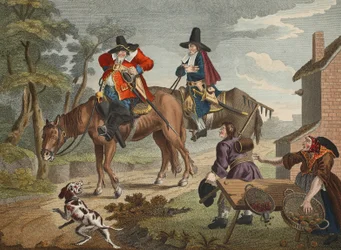 Hudibras Sallies Forth, från "Hudibras" av Samuel Butler (1612-80), illustration från "Hogarth Restored: The Whole Works of the celebrated William Hogarth, re-engraved by Thomas Cook", pub. 1812 (hand