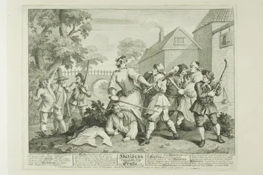 Hudibras besegrad av Trulla, plansch fem från Hudibras