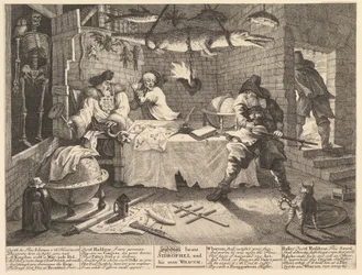 Hudibras slår Sidrophel och hans man Whacum Twelve Large Illustrations for Sa..., februari 1725-26.
