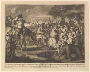Hudibrass First Adventure Tolv stora illustrationer för Samuel Butlers Hudibras, Pl..., 1725-68.