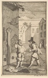Hudibras och Ralpho disputerar om sjutton små illustrationer för Samuel Butlers Hudibras..., 1721-26.