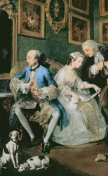 Äktenskap på modet: I - Äktenskapsuppgörelsen, ca 1743 olja på duk detalj av 62692