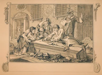 Skiss för industri och sysslolöshet - tavla III, 1747