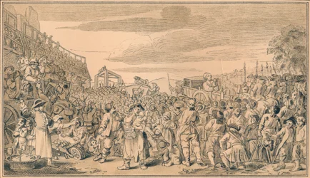 Skiss för plattan XI of Industry and Idleness, 1747