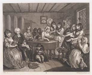 Skökans begravning, designad 1732, tryckt 1744 (etsning och gravyr)
