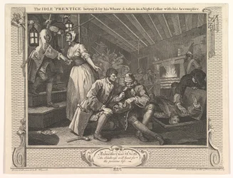 The Idle Prentice förrådd av sin hora och tagen i en nattkällare med hej..., 30 september 1747.