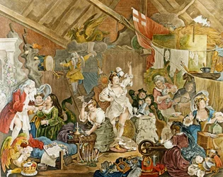 William Hogarths "Strolling Actresses Dressing in a Lad" 1738