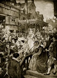 Mary Queen of Scots går in i Edinburgh, 1561, illustration från 