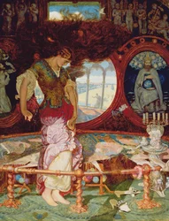 The Lady of Shalott, ca 1886-1905 (olja på panel) (se även 495754)