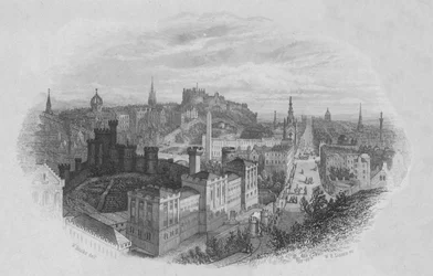 Edinburgh Från Calton Hill, början av mitten av 1800-talet.