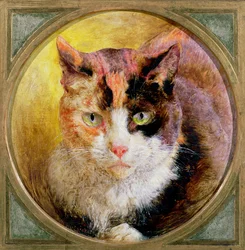 En huvudstudie av en sköldpaddkatt, 1866