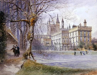 New College from the College Gardens (akvarell över penna)