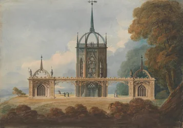 Design för en gotisk Belle Vue, ca. 1800.