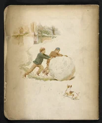 Barn och en snöboll.  Holiday Train: en sång av "Dulce Domum" ... Illustrerad av W. J. Webb.  Frederick Langbridge  London, 1891