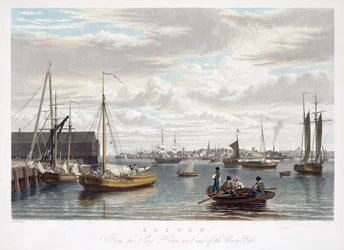Boston, från Ship House, västra änden av Navy Yard, c.1833