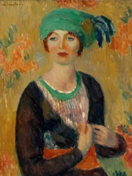 Flicka i grön turban