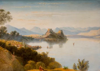 Albanska bergen med Korfu på avstånd