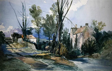 A Staffordshire Mill (akvarell på papper)