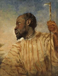 An African (olja på papper upplagt på panel)
