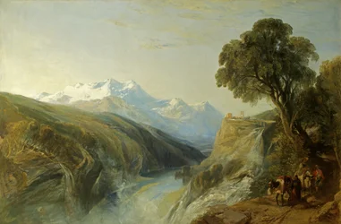 En alpin scen (olja på duk)