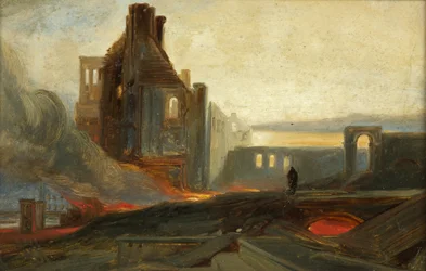 Bristol Riots: Ruins of Warehouses in Prince Street, ca 1831 (olja på papper)