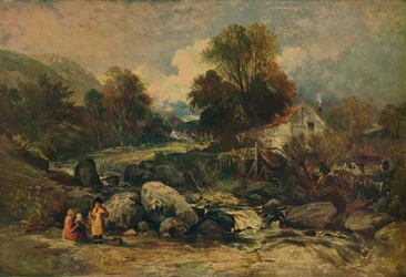 Dol-y-Garrog Mill nära Llanrwst, Caernarvonshire, c1844