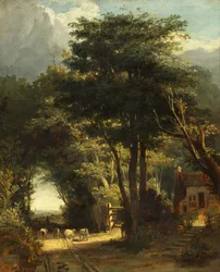 Landskap med Frenchay Church in the Distance (olja på duk)