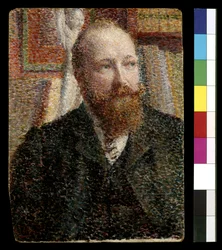 Porträtt av Alfred Verhaeren (olja ombord)
