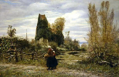 En väg vid en ruin (olja på duk)