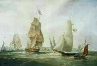 Yachts Racing off the Castle, Cowes (olja)