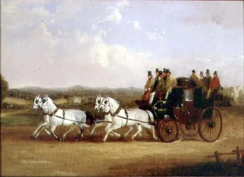 Brighton Coach on the Open Road (olja på duk)