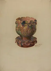 Pa. Tysk blomkruka och bricka, ca. 1936.
