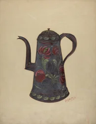 Toleware kaffekanna, ca. 1936.
