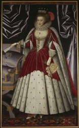 Lucy Russel, comtesse Bedford (nee Harington) - Porträtt av Lucy Russell, grevinnan av Bedford (1580-1627), född Harington, av Larkin, William (1580-1619). Olja på duk