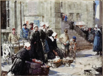 Smörmarknad, Concarneau, ca 1939 (olja på duk)